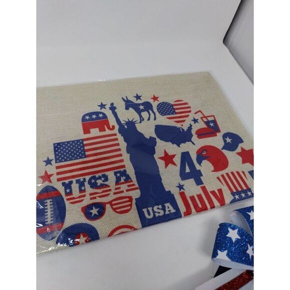 4th of July Decorations Garden Flag Decorative Ribbon And Party Favor Bags USA - Picture 3 of 8